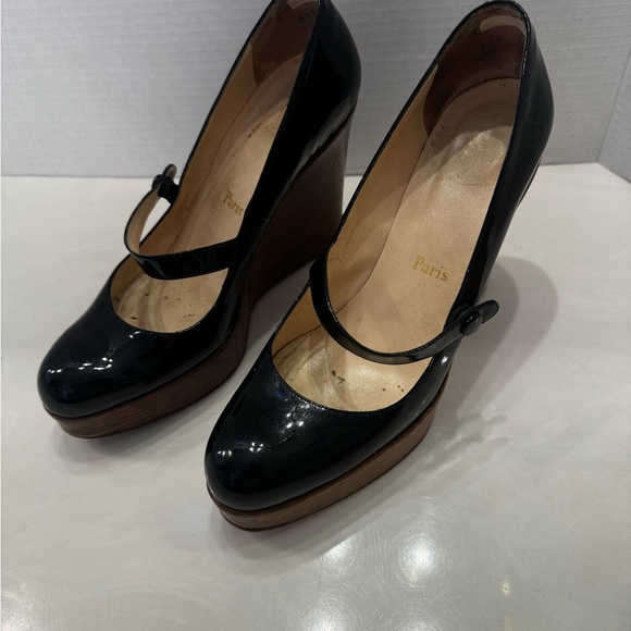 Christian Louboutin Shoes - Black Mary Jane Wedge Shoes